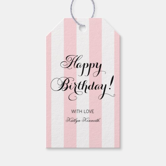 Elegant Happy Birthday Geschenkanhänger (Vorderseite)