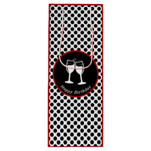 Elegant Happy Birthday Glasses Black Polka Dot Geschenktüte Für Weinflaschen