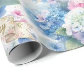 Elegant Happy Birthday Hydrangea Floral  Geschenkpapier (Rolleneckpunkt)