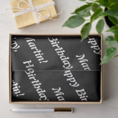 Elegant Happy Birthday Name Black Seidenpapier (Geschenk)