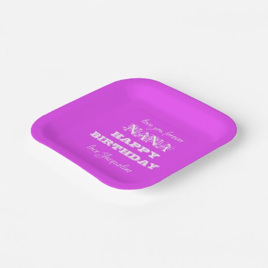 Elegant Happy Birthday Nana Script Simple Chic Pappteller (Gewinkelt)