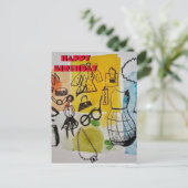 Elegant Happy Birthday Postcard Postkarte (Stehend Vorderseite)