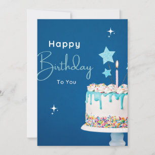 Elegant Happy Birthday Poster - Blue Theme Einladung