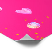 Elegant Happy Birthday Princess & Gems on Fuchsia Poster (Ecke)