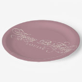 Elegant Happy Birthday Skript benutzerdefiniert Pappteller (Schrägansicht)