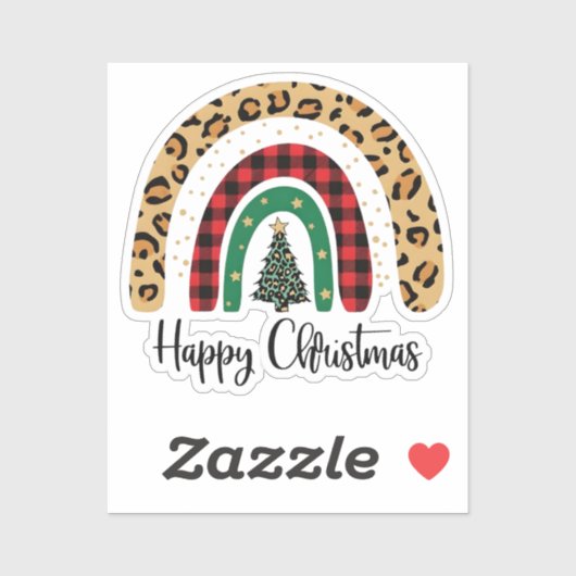 Elegant Happy Christmas Text Art Tree Aufkleber (Blatt)