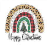 Elegant Happy Christmas Text Art Tree Aufkleber (Vorderseite)