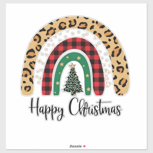 Elegant Happy Christmas Text Art Tree Aufkleber (Blatt)