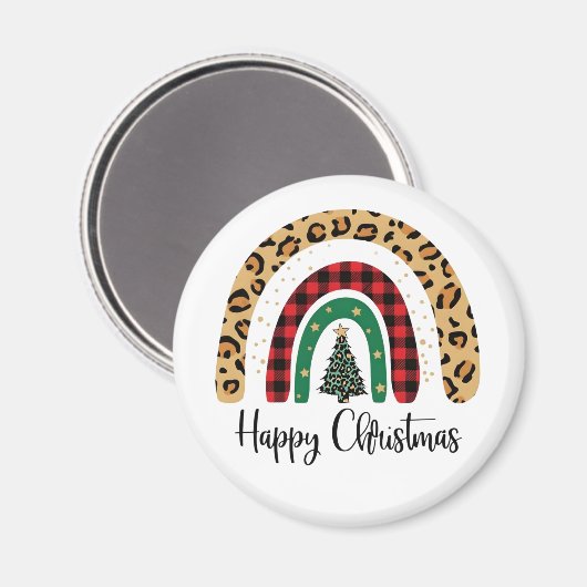 Elegant Happy Christmas Text Art Tree Magnet (Vorderseite/Rückseite)