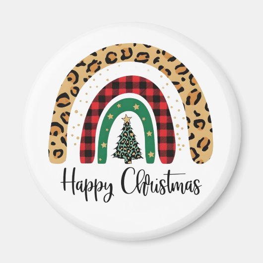 Elegant Happy Christmas Text Art Tree Magnet (Vorne)