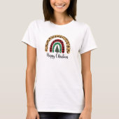 Elegant Happy Christmas Text Art Tree T-Shirt (Vorderseite)