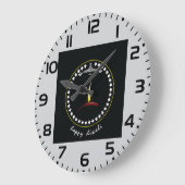 Elegant Happy Diwali Diya Flame Star Wreath Große Wanduhr (Winkel)