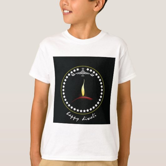 Elegant Happy Diwali Diya Flame Star Wreath T-Shirt (Vorderseite)