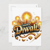 Elegant Happy Diwali Feiertagspostkarte (Vorne/Hinten)