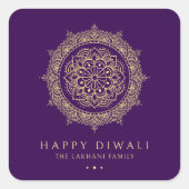 Elegant Happy Diwali Quadratischer Aufkleber (Vorderseite)