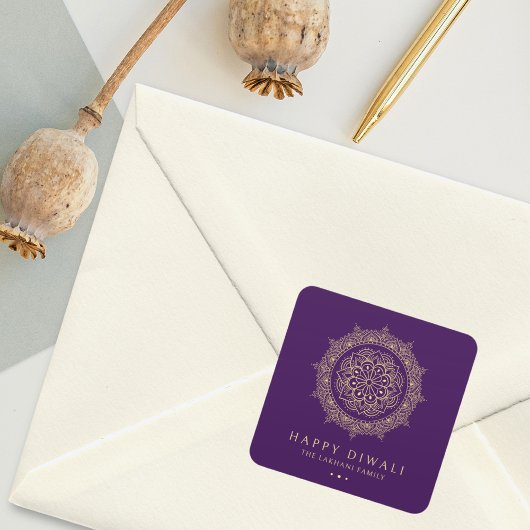 Elegant Happy Diwali Quadratischer Aufkleber