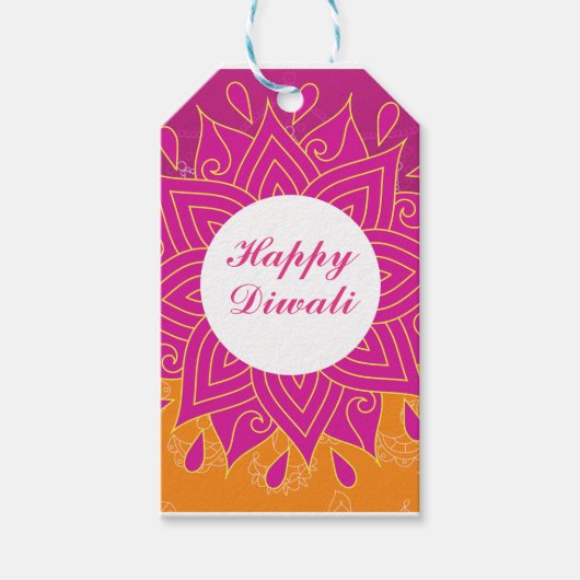 Elegant Happy Diwali Square Sticker Geschenkanhänger (Vorderseite)