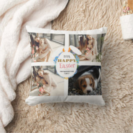 Elegant happy Easter Ears Eggs Family Four photo Kissen