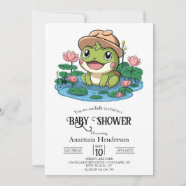Elegant Happy Frog Baby Shower Einladung