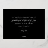 Elegant Happy Halloween Foto Folien Feiertagskarte (Rückseite)