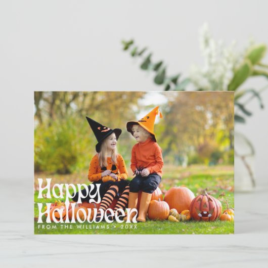 Elegant Happy Halloween Foto Halloween Karte (Stehend Vorderseite)