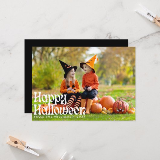 Elegant Happy Halloween Foto Halloween Karte (Vorderseite/Rückseite Beispiel)