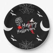 Elegant Happy Halloween Rose & Fleet Pappteller (Vorderseite)