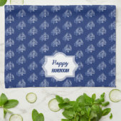Elegant Happy Hanukkah Blue Menorah Muster Geschirrtuch (Gefaltet)