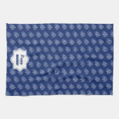 Elegant Happy Hanukkah Blue Menorah Muster Geschirrtuch (Horizontal)