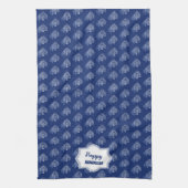 Elegant Happy Hanukkah Blue Menorah Muster Geschirrtuch (Vertikal)