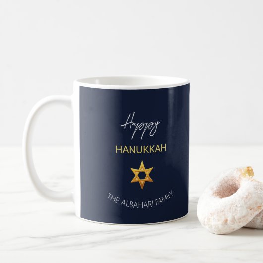 Elegant Happy Hanukkah Golden David Star Kaffeetasse (Mit Donut)