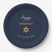 Elegant Happy Hanukkah Golden David Star Pappteller (Vorderseite)