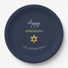 Elegant Happy Hanukkah Golden David Star Pappteller
