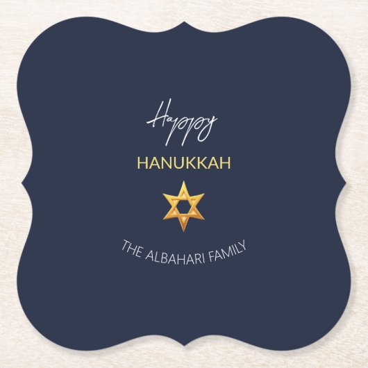 Elegant Happy Hanukkah Golden David Star Untersetzer (Vorderseite)