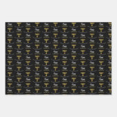 Elegant Happy Hanukkah Golden Menorah Monogram Geschenkpapier Set (Vorderseite)