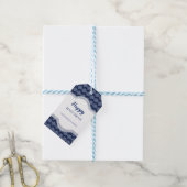 Elegant Happy Hanukkah Menorah Muster Blau Geschenkanhänger (Mit Garn)