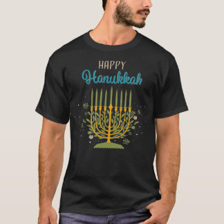 Elegant, Happy Hanukkah, Menorah T-Shirt