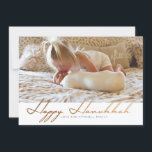 Elegant Happy Hanukkah Rose Gold Foto Feiertagskarte<br><div class="desc">Durch neu definierte Designs</div>