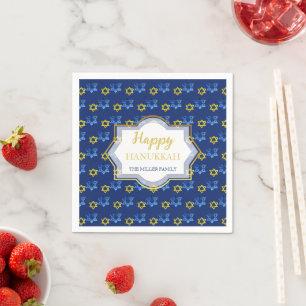 Elegant Happy Hanukkah Wasserfarbenstars von David Serviette