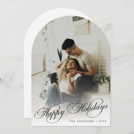 Elegant Happy Holidays Arch Photo Christmas Card Einladung
