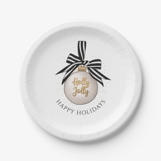 Elegant Happy Holidays Christmas Bauble Pappteller (Vorderseite)