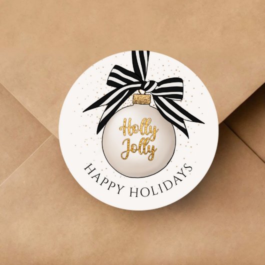 Elegant Happy Holidays Christmas Bauble Runder Aufkleber