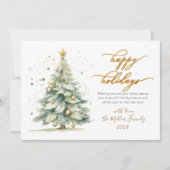 Elegant Happy Holidays Gold Script Weihnachtsbaum Feiertagskarte (Vorderseite)