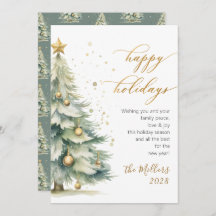 Elegant Happy Holidays Gold Script Weihnachtsbaum