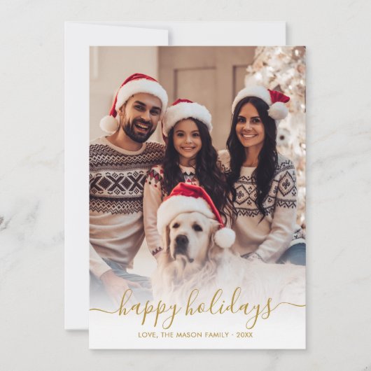 Elegant Happy Holidays Script 2 Foto Weihnachten (Vorderseite)