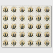 Elegant HAPPY HOLIDAYS Warme Gold Pine Forest Geschenkpapier (Flach)