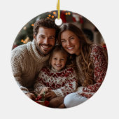 Elegant HAPPY HOLIDAYS Warme Gold Pine Forest Keramik Ornament (Hinten)