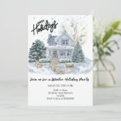 Elegant “Happy Holidays” Winter Party Einladung (Stehend Vorderseite)