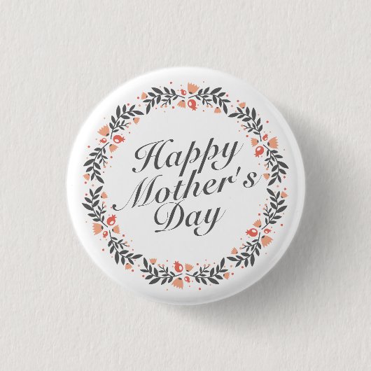 Elegant Happy Mother Day Floral Button Button (Vorderseite)