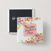 Elegant Happy Mother Day Floral Frame Button (Vorne & Hinten)